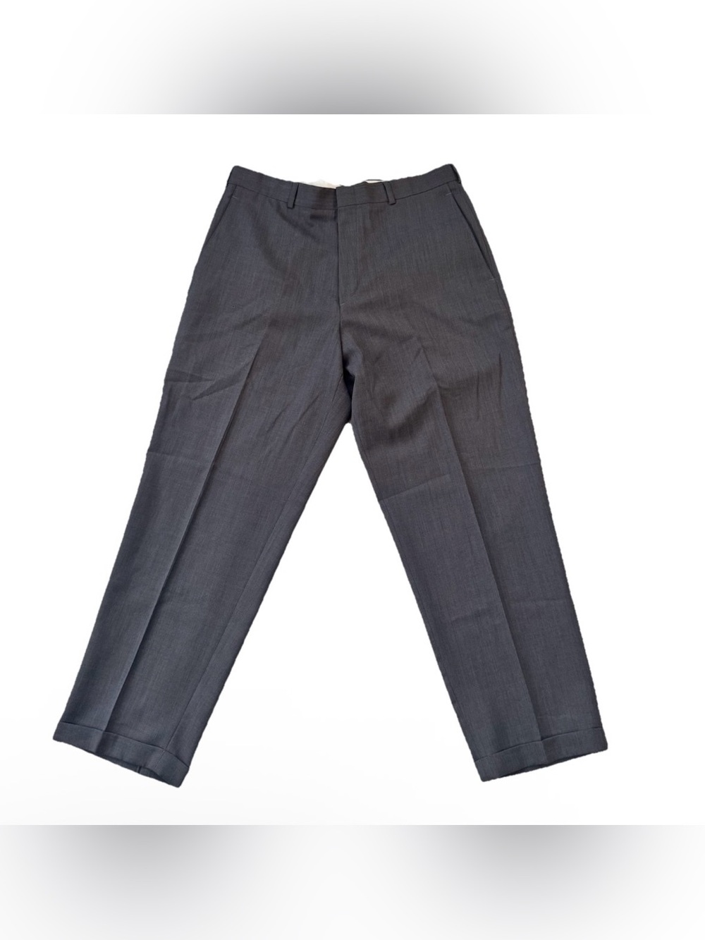 Vintage Slates Pant 36x30 Grey Worsted Wool Blend Cuffed Dress Trousers USA Made